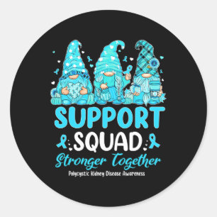 Kidney Disease Awareness Gnomies Support Squad  Classic Round Sticker