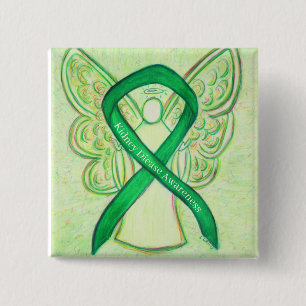 Kidney Disease Awareness Green Ribbon Angel Pins