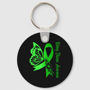 Kidney Disease Awareness Green Ribbon Butterfly Su Key Ring