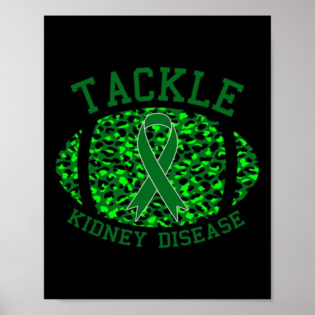 Kidney Disease Awareness Green Ribbon Football  Poster (Front)