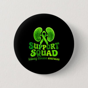 Kidney disease awareness green ribbon groovy 6 cm round badge