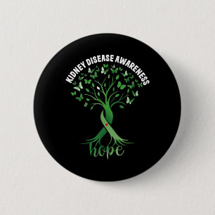 Kidney Disease Awareness Green Ribbon Tree Hope 6 Cm Round Badge