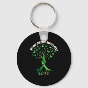 Kidney disease awareness green ribbon tree hope key ring