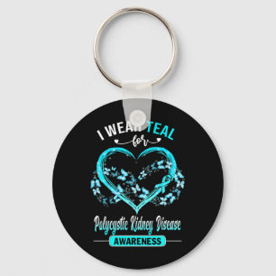 Kidney Disease Awareness I Wear Teal Butterfly Key Ring