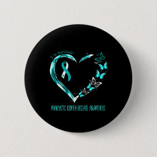 Kidney Disease Awareness I'm Survivor Heart Ribbo 6 Cm Round Badge