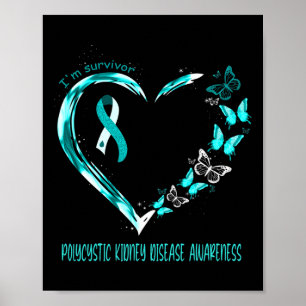 Kidney Disease Awareness I'm Survivor Heart Ribbo  Poster