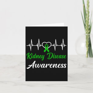 Kidney Disease Awareness Love Heartbeat Green Ribb Card