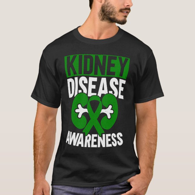 Kidney Disease Awareness PKD Fighter Teal Ribbon S T-Shirt (Front)