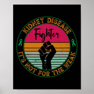 Kidney Disease awareness Retro Fighter Warrior Men Poster