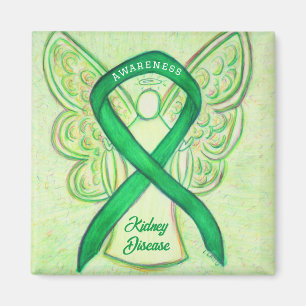 Kidney Disease Awareness Ribbon Angel Art Magnets