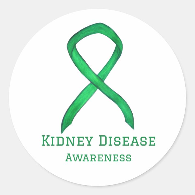 Kidney Disease Awareness Ribbon Art Sticker Decals (Front)