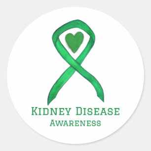 Kidney Disease Awareness Ribbon Art Sticker Decals
