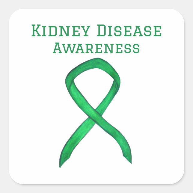 Kidney Disease Awareness Ribbon Art Sticker Decals (Front)