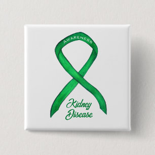 Kidney Disease Awareness Ribbon Button Pin