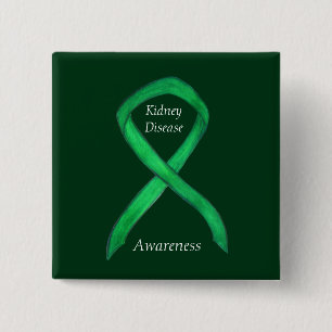 Kidney Disease Awareness Ribbon Custom Art Pin