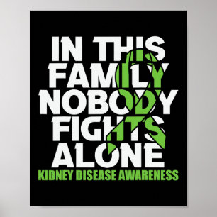 Kidney Disease Awareness Ribbon Family Nobody Figh Poster