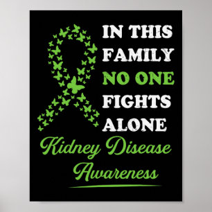 Kidney Disease Awareness Ribbon Family Nobody Figh Poster