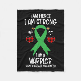 Kidney Disease Awareness Ribbon I Am Fierce Strong Fleece Blanket