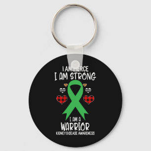 Kidney Disease Awareness Ribbon I Am Fierce Strong Key Ring