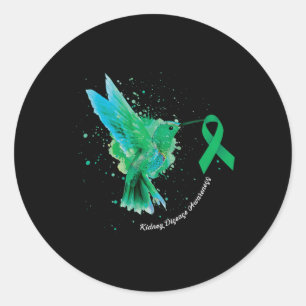 Kidney Disease Awareness Sunflower Hummingbird Gif Classic Round Sticker