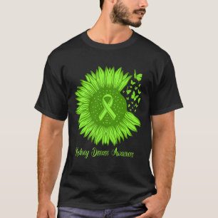 Kidney Disease Awareness Sunflower Mum Green Ribbo T-Shirt