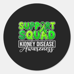 Kidney disease awareness support squad green classic round sticker