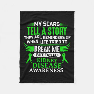 Kidney Disease Awareness Survivor Green Ribbon Men Fleece Blanket