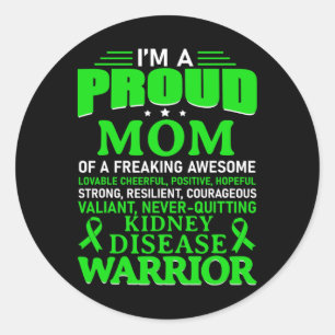 Kidney Disease Awareness Survivor Green Ribbon Mum Classic Round Sticker