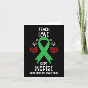 Kidney Disease Awareness Teach Ribbon Love Hope In Card