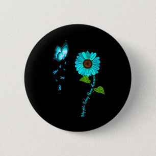 Kidney Disease Awareness Teal Butterfly Sunflower 6 Cm Round Badge
