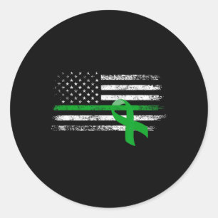 Kidney Disease Awareness Us Flag Support Squad Gre Classic Round Sticker