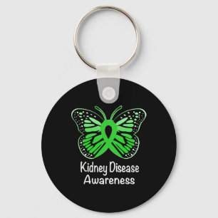 Kidney Disease Awareness Warrior Support Green Rib Key Ring