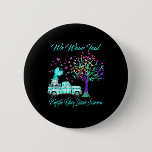 Kidney Disease Awareness We Wear Teal Gnome Tree 6 Cm Round Badge