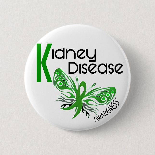 Kidney Disease BUTTERFLY 3.1 6 Cm Round Badge (Front)