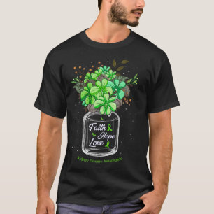 Kidney Disease Faith Love Hope Flower Jar Awarenes T-Shirt