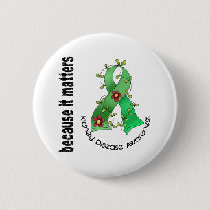 Kidney Disease Flower Ribbon 3 6 Cm Round Badge