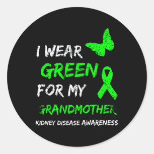 Kidney Disease I Wear Green For My Grandmother Rib Classic Round Sticker