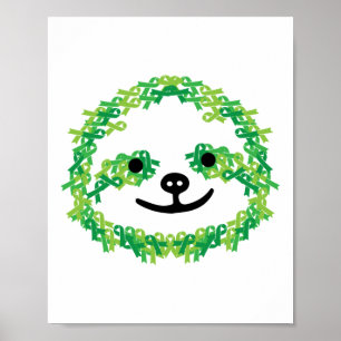 Kidney Disease Mental Health Scoliosis Sloth Aware Poster