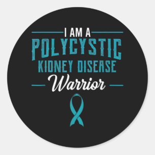 Kidney Disease Pkd Warrior Pckd Awareness Teal 2  Classic Round Sticker