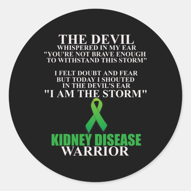 Kidney Disease Ribbon Warrior Awareness Faith  Classic Round Sticker (Front)