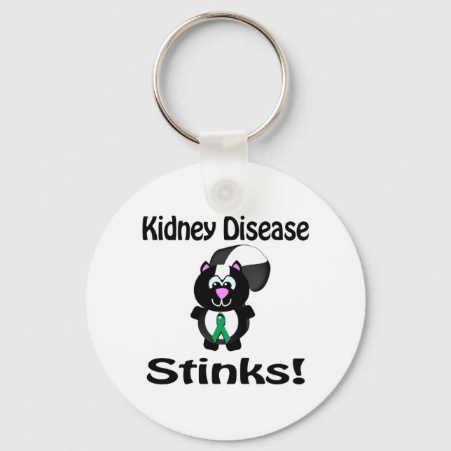 Kidney Disease Stinks Skunk Awareness Design Key Ring (Front)