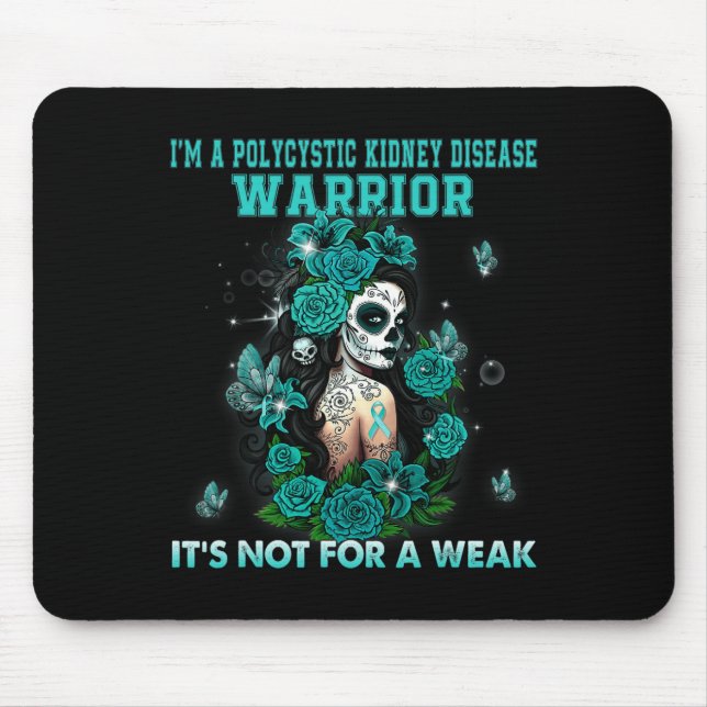 Kidney Disease Sugar Skull Butterfly Awareness  Mouse Pad (Front)