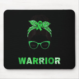 Kidney Disease Warrior Green Ribbon Messy bun Mouse Pad