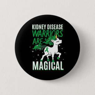Kidney Disease Warrior Magical Unicorn Green Organ 6 Cm Round Badge