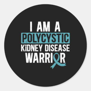 Kidney Disease Warrior Pkd Teal Ribbon Awareness Classic Round Sticker