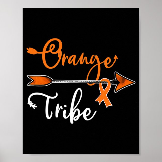 Kidney Leukaemia Cancer Awareness Orange Ribbon Tr Poster (Front)