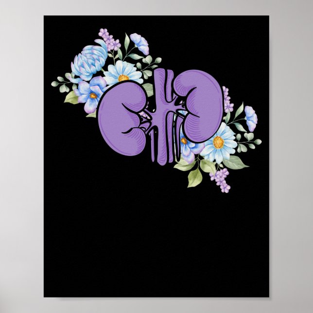 Kidney Organ Flowers Nephrology Poster (Front)