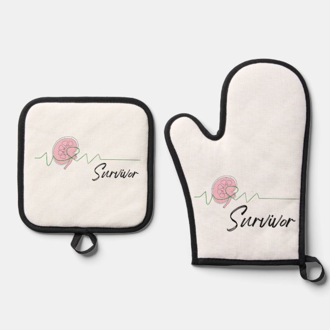 Kidney Survivor Oven Mitt & Pot Holder Set (Front)