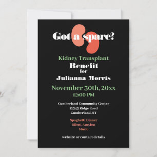 Kidney Transplant Benefit Fundraiser Design Invitation