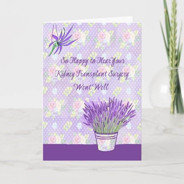 Kidney Transplant Surgery Card in Lavender (Front)